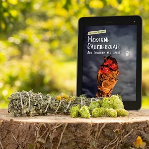 Exklusives Räucherset mit Räucherbündel, Hopfenzapfen und Ebook